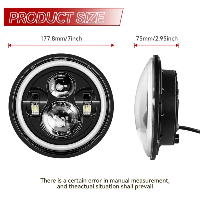 Universal Motor 7inch Round Head Lamp Black Headlamp for Harley Cafe Racer Bobber Honda 7.5 Inch Motorcycle LED Headlight